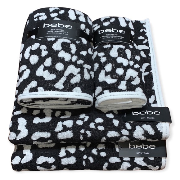 bebe 100% Cotton Towel Set 6-Piece Bath Hand Fingertip - Picture 2 of 12